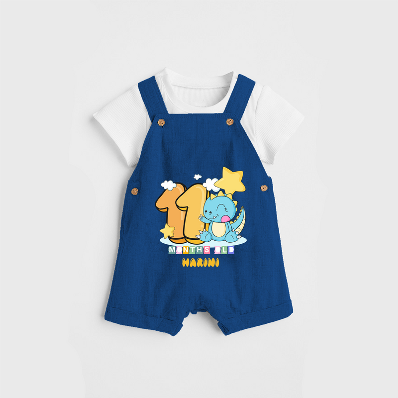 Celebrate The Eleventh Month Birthday Customised Dungaree set - COBALT BLUE - 0 - 5 Months Old (Chest 17")