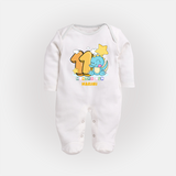 Make Your BabyÕs 11th Month Extra Special With Our Customized Baby Sleep Suit - WHITE - New Born (Chest 7.5")