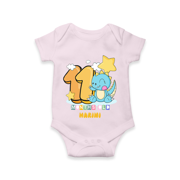 Celebrate The Eleventh Month Birthday Customised  Romper - BABY PINK - 0 - 3 Months Old (Chest 16")