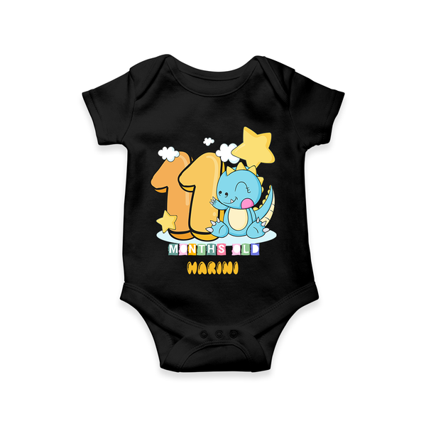 Celebrate The Eleventh Month Birthday Customised  Romper - BLACK - 0 - 3 Months Old (Chest 16")