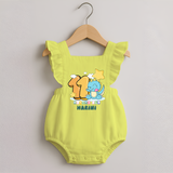 Custom Baby Romper Frock for 11 Month Milestone | Soft Cotton Romper Frock | Personalized Name Print - PASTEL YELLOW - 0 - 3 Months Old (Chest 19")