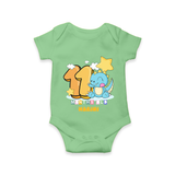 Make Your BabyÕs 11th Month Extra Special With Our Customized Baby Romper - GREEN - 0 - 3 Months Old (Chest 16")