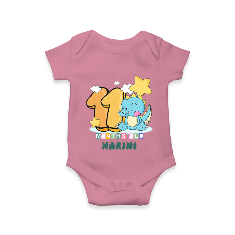 Custom Baby Romper/Onesie for 11 Month Milestone | Soft Cotton Bodysuit | Personalized Name Print - ONION - New Born (Chest 14")