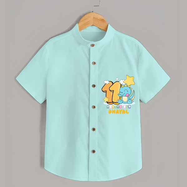 Celebrate The Eleventh Month Birthday Customised Shirt - ARCTIC BLUE - 0 - 6 Months Old (Chest 21")