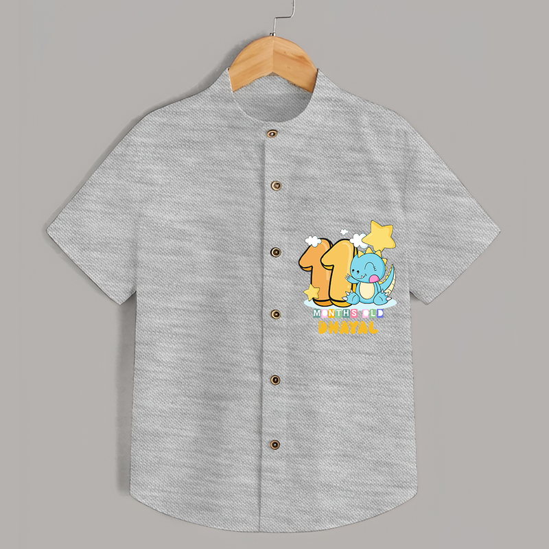 Celebrate The Eleventh Month Birthday Customised Shirt - GREY MELANGE - 0 - 6 Months Old (Chest 21")