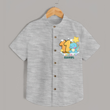 Custom Baby Shirt for 11 Month Milestone | Soft Cotton Shirt | Personalized Name Print - GREY - 0 - 6 Months Old (Chest 23")