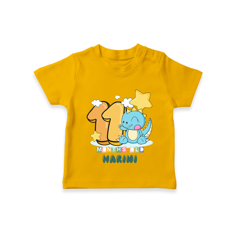 Custom Baby T-Shirt for 11 Month Milestone | Soft Cotton T-Shirt | Personalized Name Print - CHROME YELLOW - 0-5 Months Old (Chest 17")