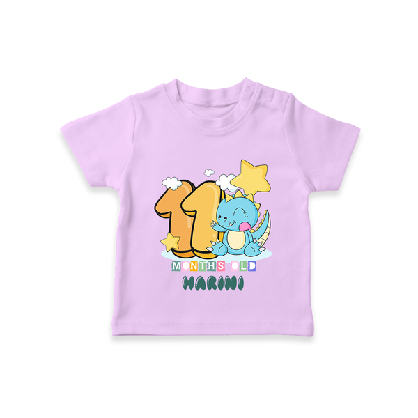 Custom Baby T-Shirt for 11 Month Milestone | Soft Cotton T-Shirt | Personalized Name Print - LILAC - 0-5 Months Old (Chest 17")