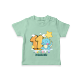 Custom Baby T-Shirt for 11 Month Milestone | Soft Cotton T-Shirt | Personalized Name Print - MINT GREEN - 0-5 Months Old (Chest 17")