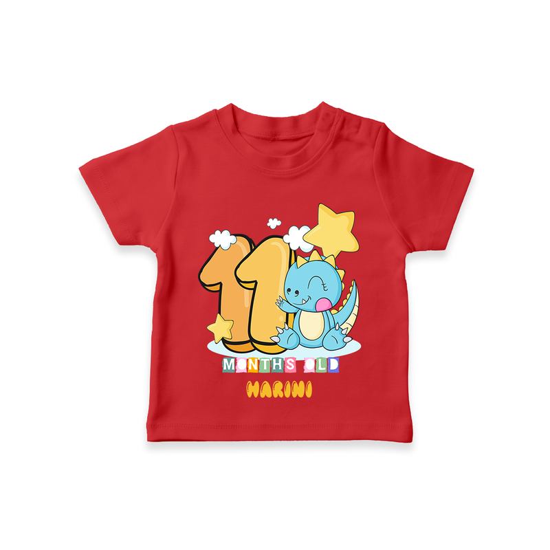 Celebrate The Eleventh Month Birthday Customised T-Shirt - RED - 0 - 5 Months Old (Chest 17")