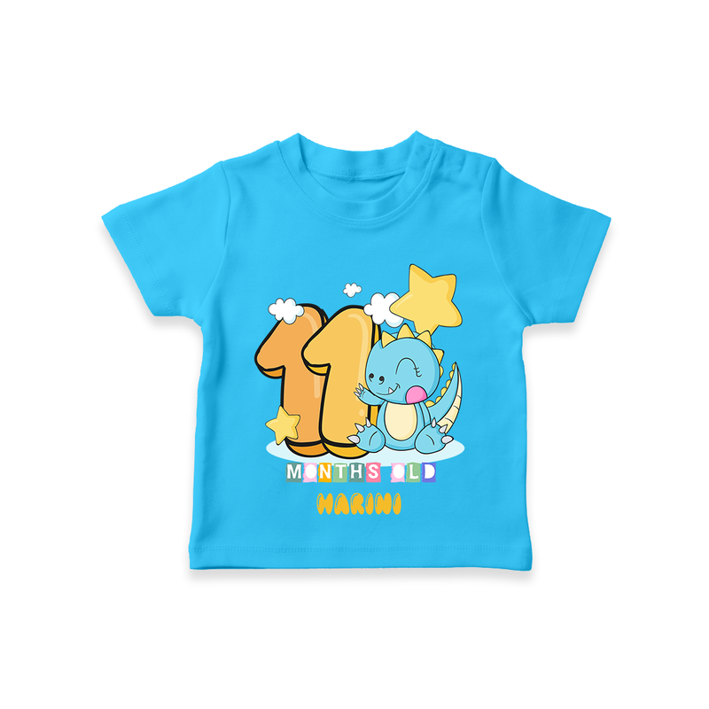 Celebrate The Eleventh Month Birthday Customised T-Shirt - SKY BLUE - 0 - 5 Months Old (Chest 17")