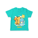 Celebrate The Eleventh Month Birthday Customised T-Shirt - TEAL - 0 - 5 Months Old (Chest 17")