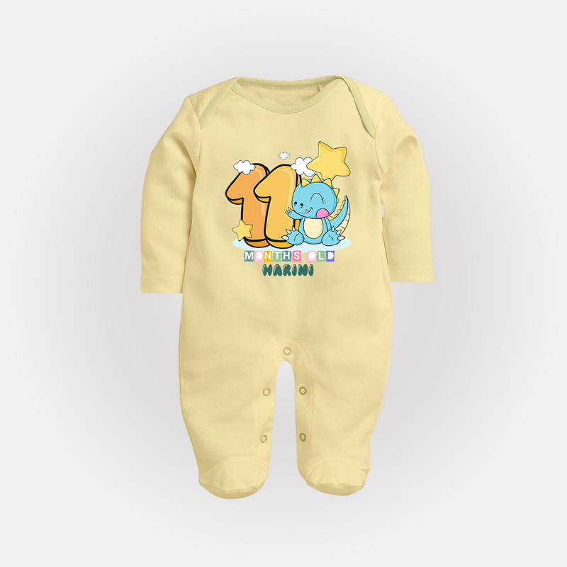 Make Your BabyÕs 11th Month Extra Special With Our Customized Baby Sleep Suit - PASTEL YELLOW - New Born (Chest 7.5")