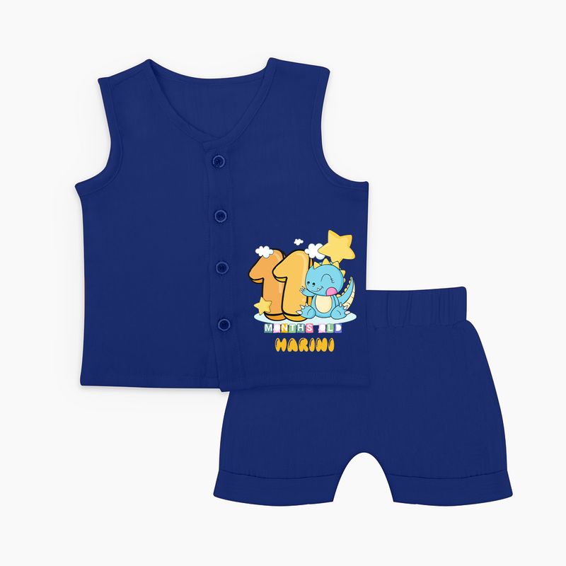 Make Your BabyÕs Eleventh Month Extra Special With Our Customized Jabla Set For Babies With Name - NAVY BLUE - 0 - 3 Months Old (Chest 9.8")