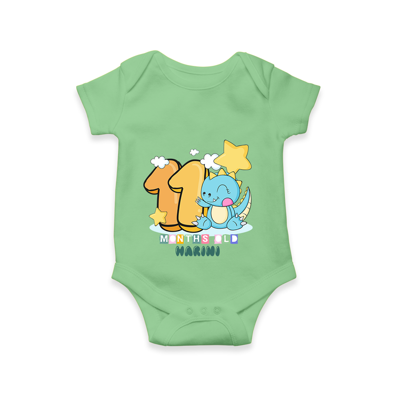 Celebrate TheEleventh Month Birthday Customised Romper - GREEN - 0 - 3 Months Old (Chest 16")