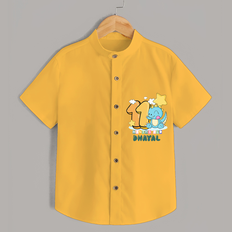 Celebrate The Eleventh Month Birthday Customised Shirt - YELLOW - 0 - 6 Months Old (Chest 21")