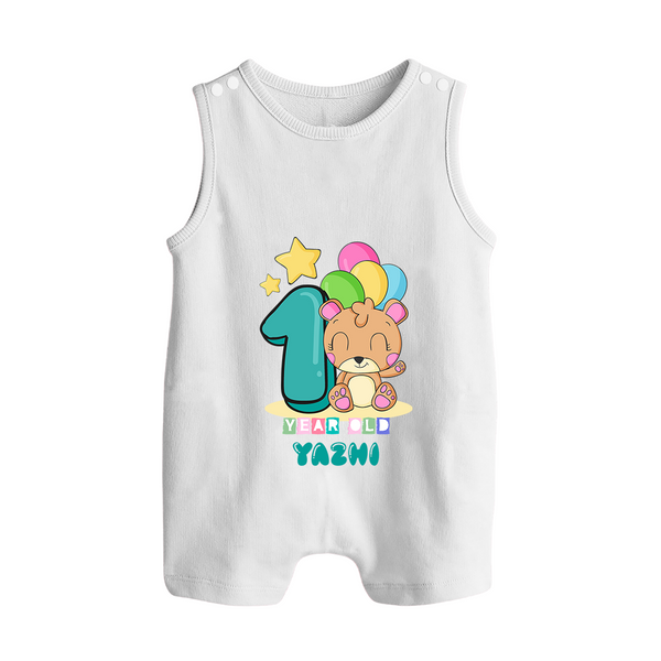 Custom Baby Romper Suit/ Sleeveless Romper for 1 Year Milestone | Soft Cotton Romper Suit/ Sleeveless Romper | Personalized Name Print - WHITE - 0 - 5 Months Old (Chest 18")