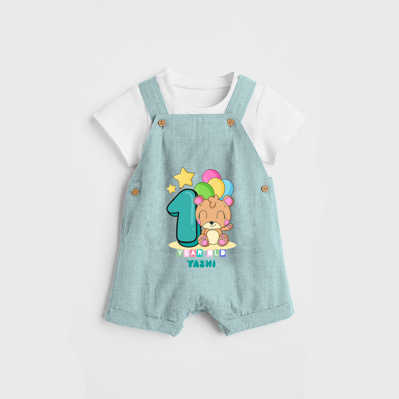 Celebrate The Twelfth Month Birthday Customised Dungaree set - ARCTIC BLUE - 0 - 5 Months Old (Chest 17")