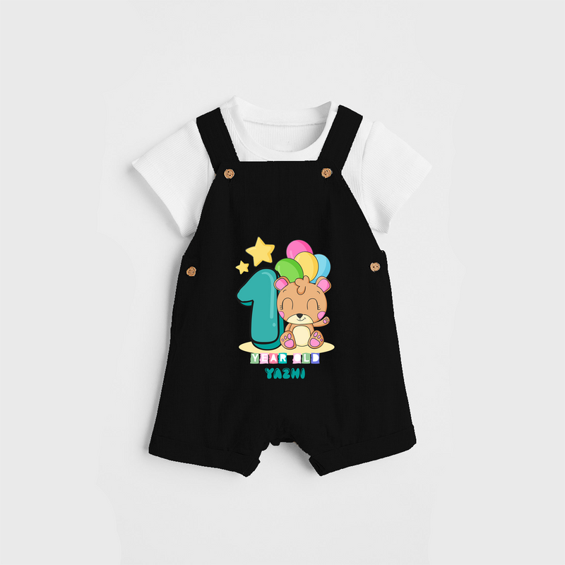 Celebrate The Twelfth Month Birthday Customised Dungaree set - BLACK - 0 - 5 Months Old (Chest 17")