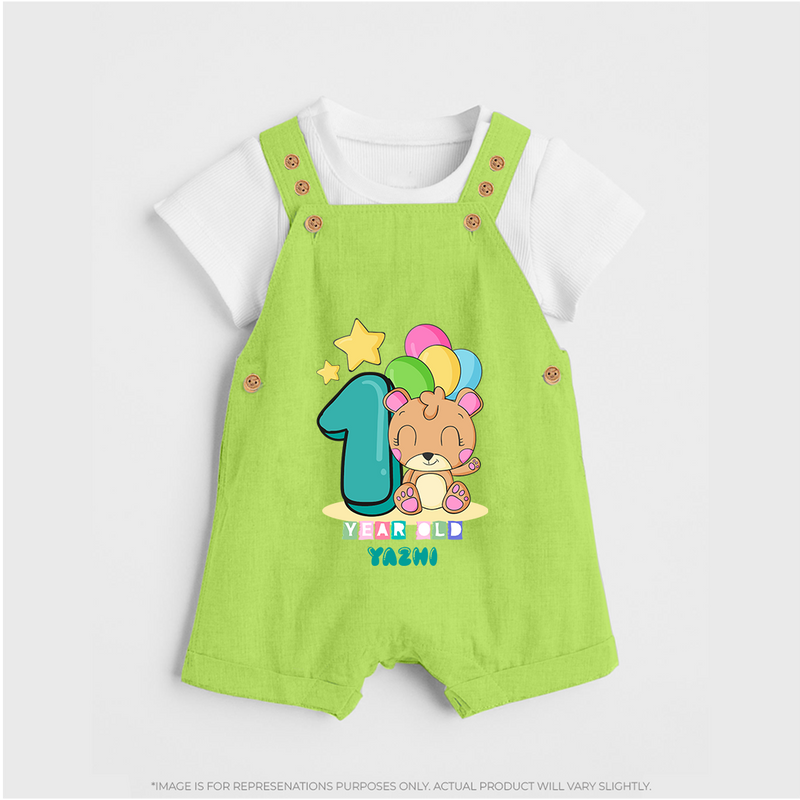 Make Your BabyÕs 1st Year Birthday Extra Special With Our Customized Baby Dungaree Set - GREEN - 0 - 5 Months Old (Chest 18")