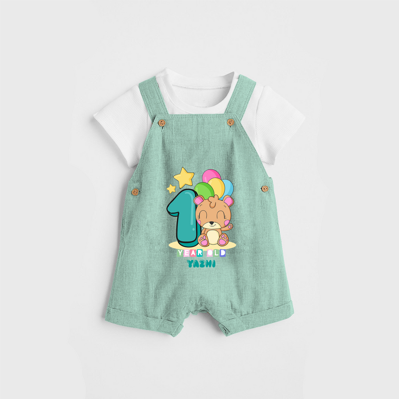 Celebrate The Twelfth Month Birthday Customised Dungaree set - LIGHT GREEN - 0 - 5 Months Old (Chest 17")