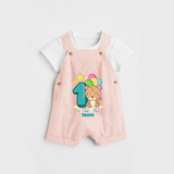 Celebrate The Twelfth Month Birthday Customised Dungaree set - PEACH - 0 - 5 Months Old (Chest 17")