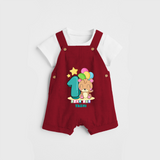 Celebrate The Twelfth Month Birthday Customised Dungaree set - RED - 0 - 5 Months Old (Chest 17")