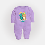 Make Your BabyÕs 1st Year Birthday Extra Special With Our Customized Baby Sleep Suit - LILAC - New Born (Chest 7.5")