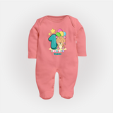 Make Your BabyÕs 1st Year Birthday Extra Special With Our Customized Baby Sleep Suit - PEACH - New Born (Chest 7.5")