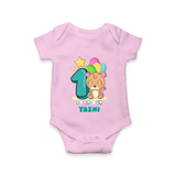 Custom Baby Romper/Onesie for 1 Year Milestone | Soft Cotton Bodysuit | Personalized Name Print - BABY PINK - New Born (Chest 14")