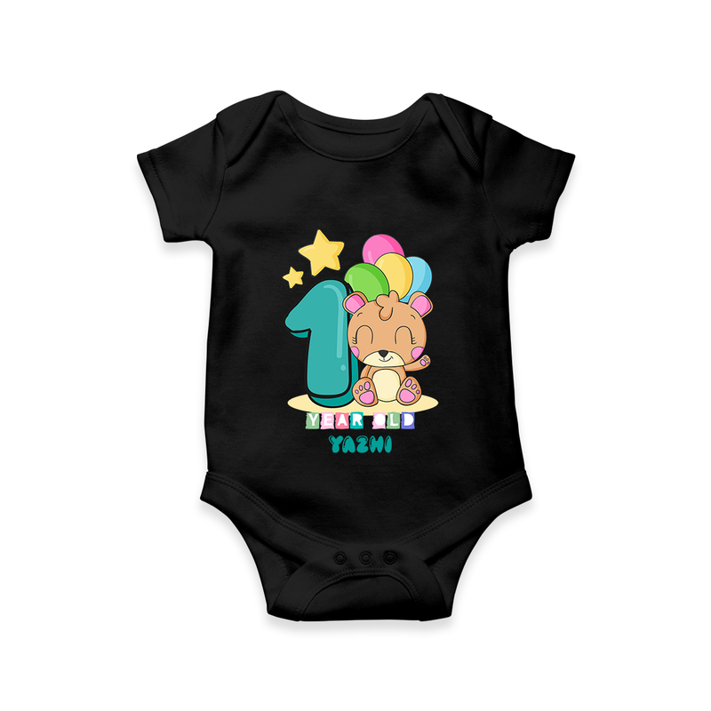 Make Your BabyÕs 1st Year Birthday Extra Special With Our Customized Baby Romper - BLACK - 0 - 3 Months Old (Chest 16")