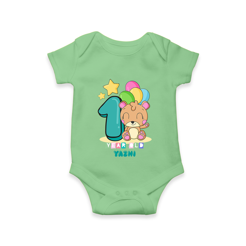 Make Your BabyÕs 1st Year Birthday Extra Special With Our Customized Baby Romper - GREEN - 0 - 3 Months Old (Chest 16")