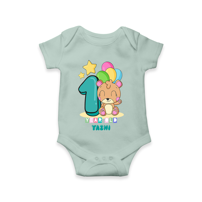 Celebrate The One Year Birthday Customised Romper - MINT GREEN - 0 - 3 Months Old (Chest 16")