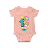 Custom Baby Romper/Onesie for 1 Year Milestone | Soft Cotton Bodysuit | Personalized Name Print - PEACH - New Born (Chest 14")