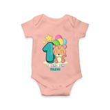 Celebrate The One Year Birthday Customised Romper - PEACH - 0 - 3 Months Old (Chest 16")