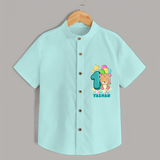 Celebrate The First Year Birthday Customised Shirt - ARCTIC BLUE - 0 - 6 Months Old (Chest 21")