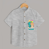 Celebrate The First Year Birthday Customised Shirt - GREY MELANGE - 0 - 6 Months Old (Chest 21")