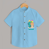 Celebrate The First Year Birthday Customised Shirt - SKY BLUE - 0 - 6 Months Old (Chest 21")