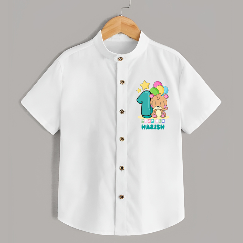 Custom Baby Shirt for 1 Year Milestone | Soft Cotton Shirt | Personalized Name Print - WHITE - 0 - 6 Months Old (Chest 23")