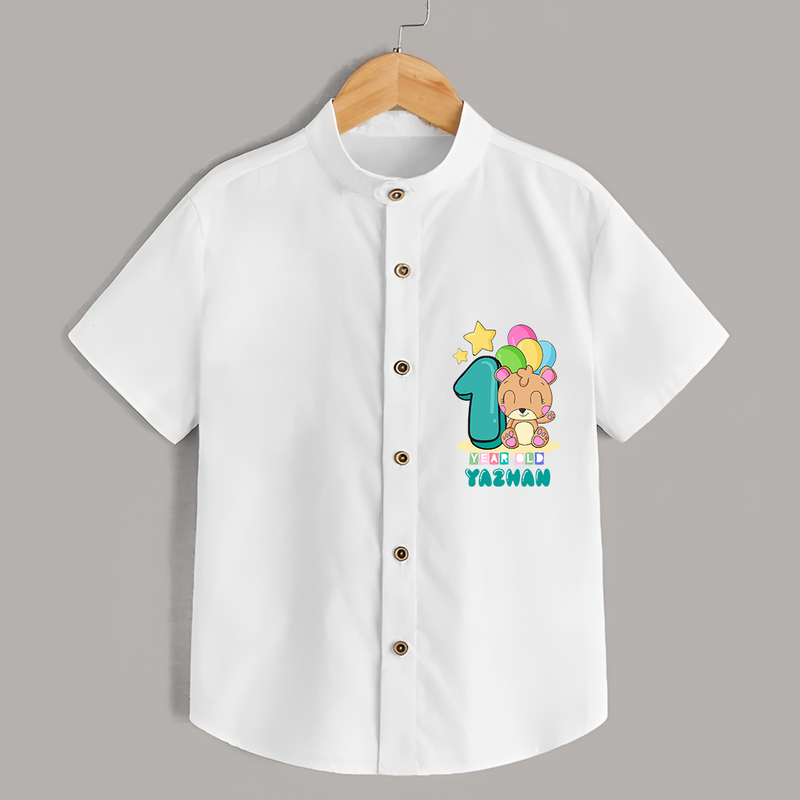 Celebrate The First Year Birthday Customised Shirt - WHITE - 0 - 6 Months Old (Chest 21")