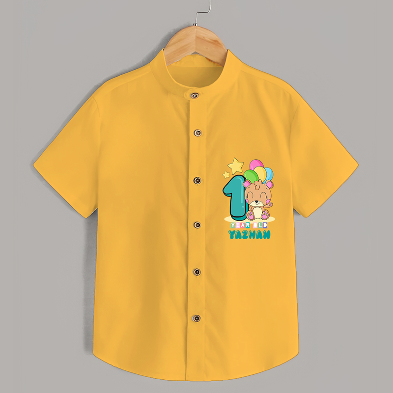 Celebrate The First Year Birthday Customised Shirt - YELLOW - 0 - 6 Months Old (Chest 21")