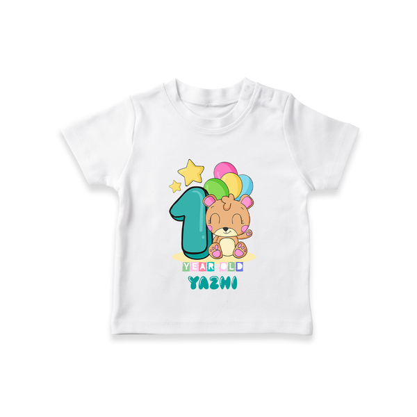 Custom Baby T-Shirt for 1 Year Milestone | Soft Cotton T-Shirt | Personalized Name Print - WHITE - 0-5 Months Old (Chest 17")