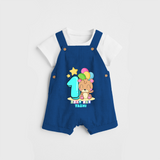 Celebrate The Twelfth Month Birthday Customised Dungaree set - COBALT BLUE - 0 - 5 Months Old (Chest 17")