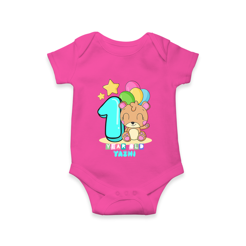 Make Your BabyÕs 1st Year Birthday Extra Special With Our Customized Baby Romper - HOT PINK - 0 - 3 Months Old (Chest 16")