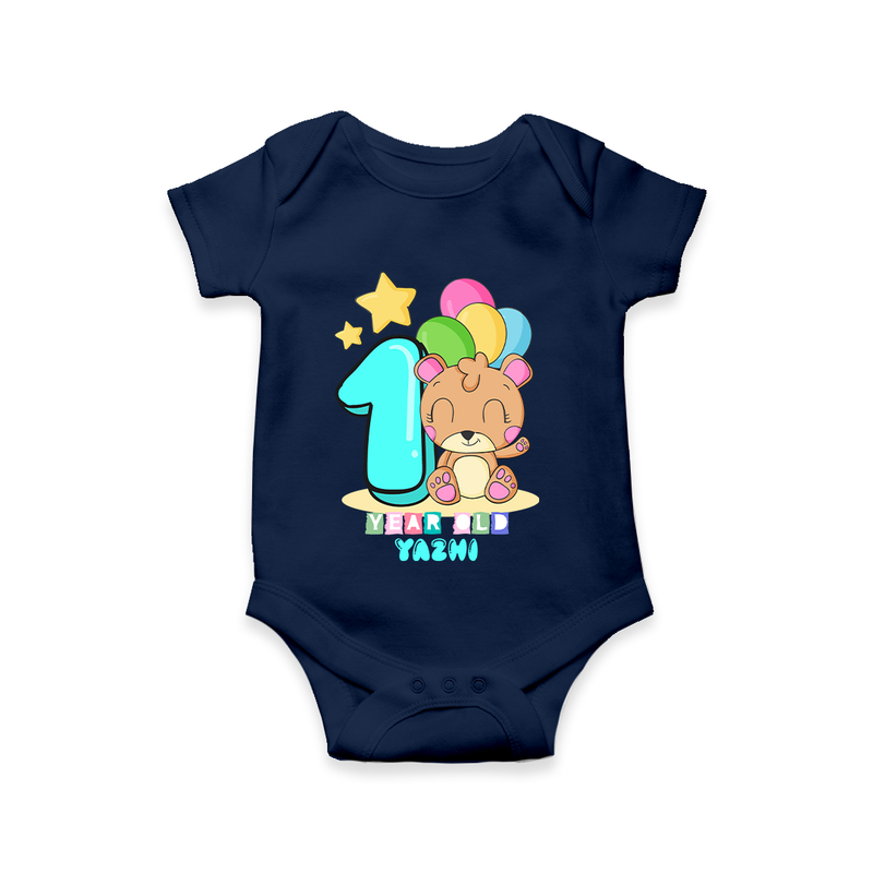 Celebrate The One Year Birthday Customised Romper - NAVY BLUE - 0 - 3 Months Old (Chest 16")