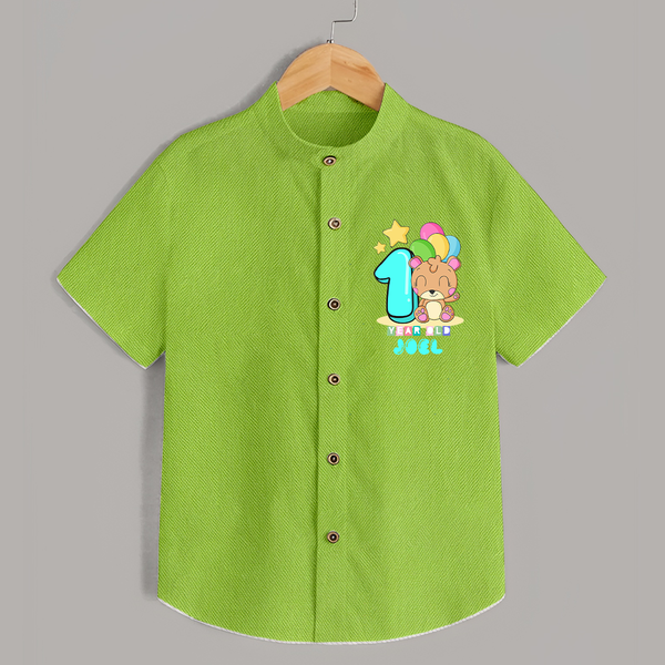 Custom Baby Shirt for 1 Year Milestone | Soft Cotton Shirt | Personalized Name Print - LIME GREEN - 0 - 6 Months Old (Chest 23")