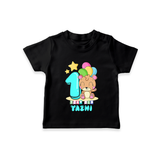 Custom Baby T-Shirt for 1 Year Milestone | Soft Cotton T-Shirt | Personalized Name Print - BLACK - 0-5 Months Old (Chest 17")