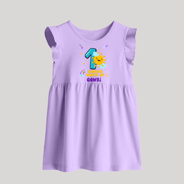 1st Month Baby Outfit | Personalized Baby Frock for Newborn | Milestone Gift Idea - LILAC - 0 - 3 Months Old (Chest 17")