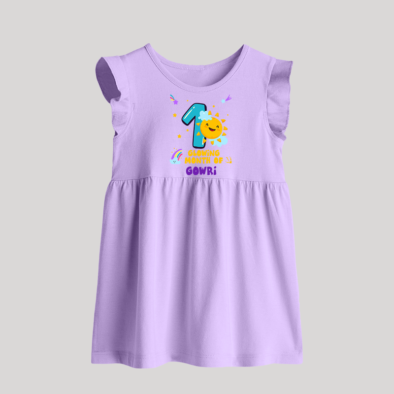 1st Month Baby Outfit | Personalized Baby Frock for Newborn | Milestone Gift Idea - LILAC - 0 - 3 Months Old (Chest 17")