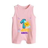 1st Month Baby Outfit | Personalized Romper Suit/ Sleeveless Romper for Newborn | Milestone Gift Idea - BABY PINK - 0 - 5 Months Old (Chest 18")